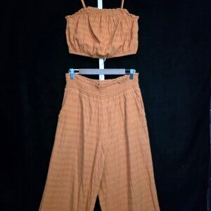 Aerie Hi-Waisted Wide Leg Pant with Cropped Tank Set M/L